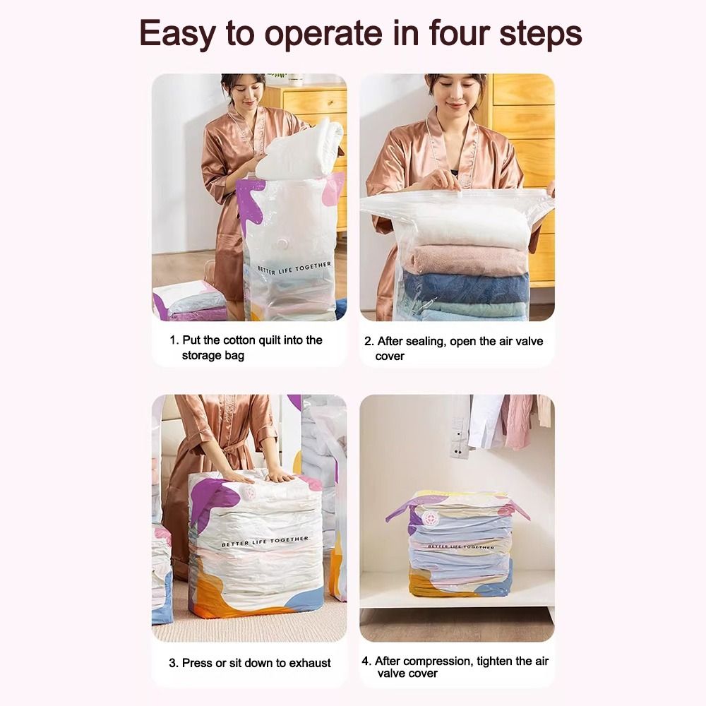 Compression Bag Vacuum - Vakuum-Aufbewahrungsbeutel ohne Pumpe, staubdicht, mit Druckverschluss,