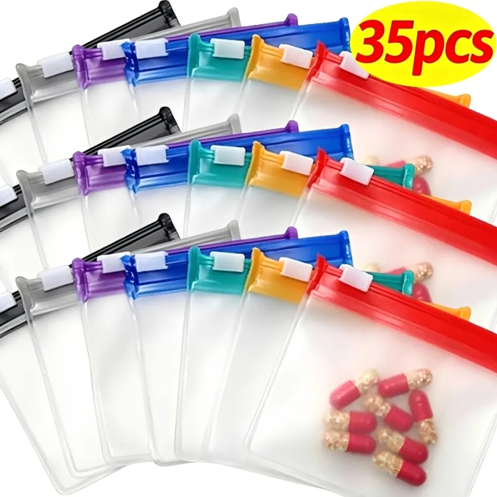 Reusable Zip Bag - Mini Bunte Pillendispenser-Beutel Wiederverwendbare Selbstversiegelnde Medizin-Zip-Beutel