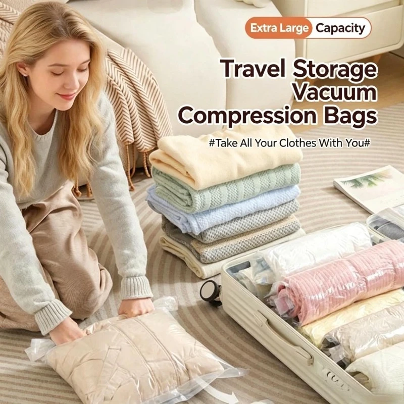 Compression Bag Vacuum - Rollbare Platzsparende Reise-Aufbewahrungsbeutel Reisezubehör Kompressionsbeutel für