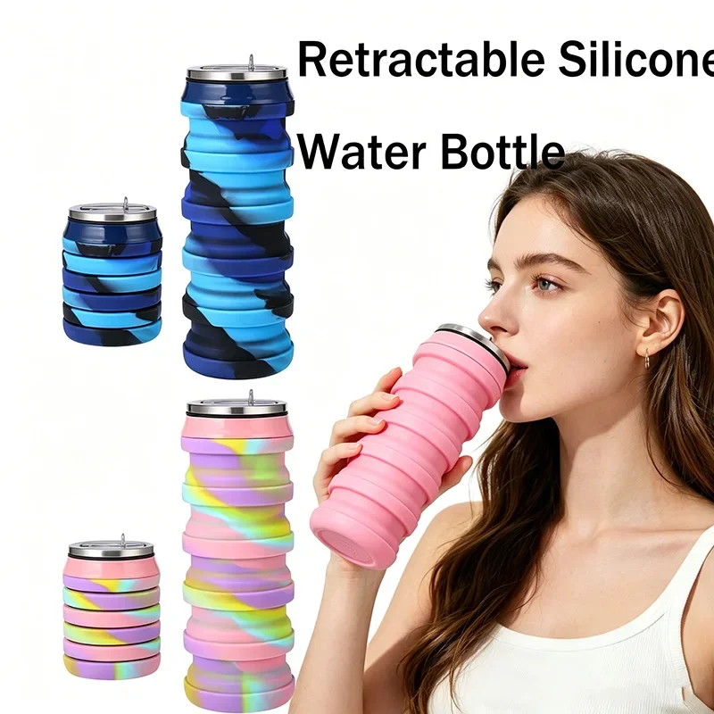 Water Bottle Collapsible - 480ML Einziehbare Silikon-Wasserflasche Faltbarer Becher Outdoor