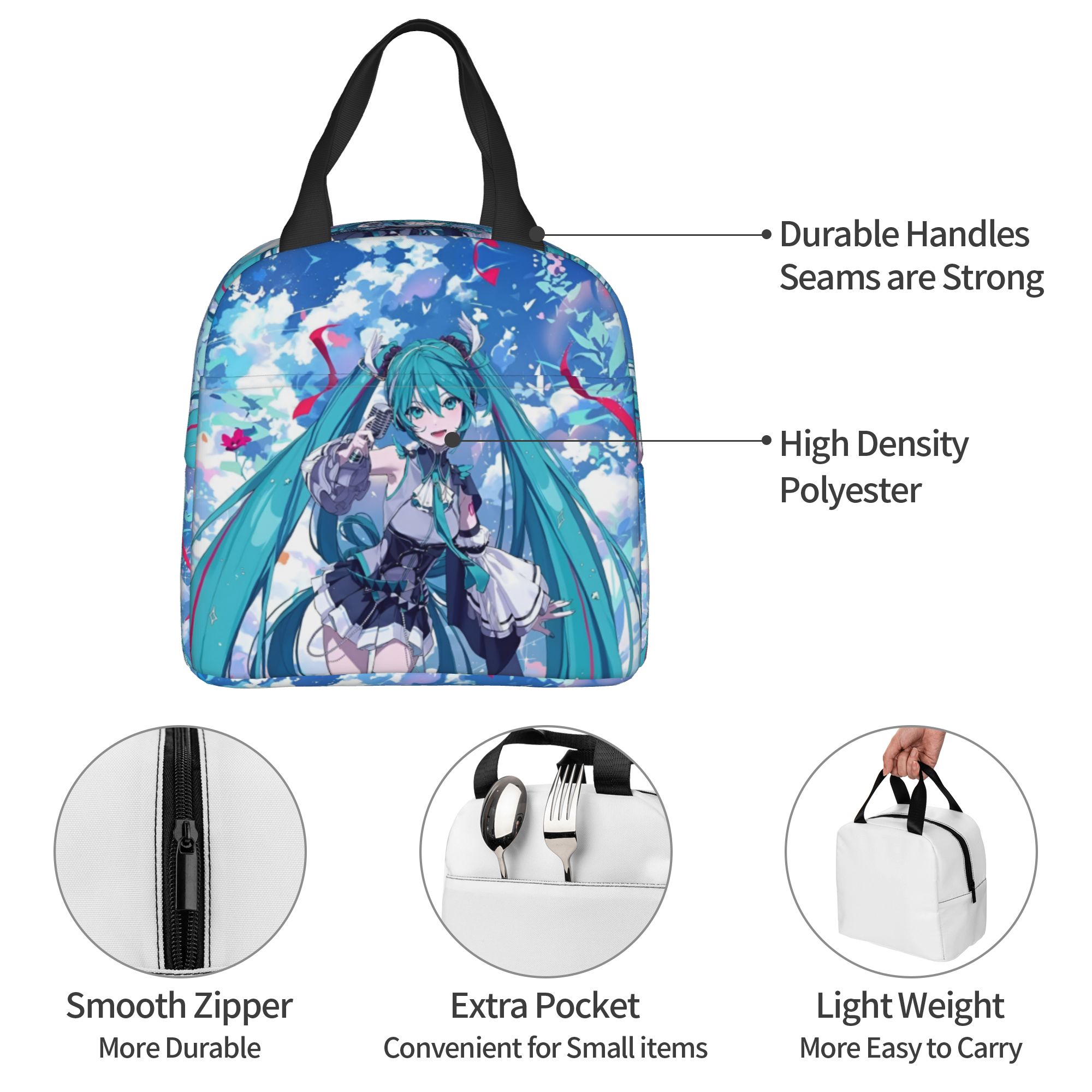 Travel Accessories 2022 - Benutzerdefinierte H-Hatsunes isolierte Lunchtaschen Mikus Y2k