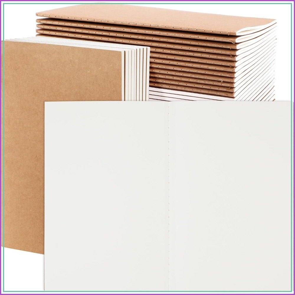 Travel Notebook Journal - 24er-Pack A5 Blanko-Kraftpapier-Notizbücher für Journaling, Skizzieren,