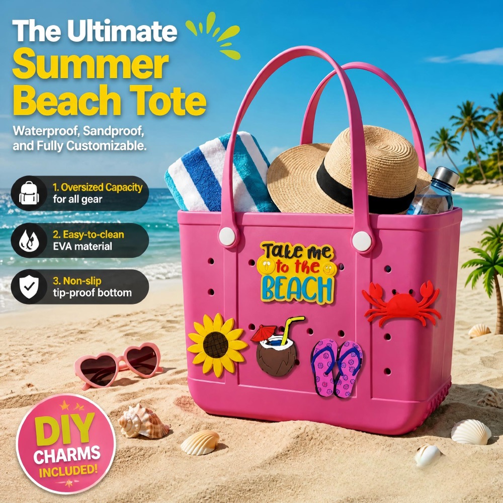 Travel Accessories Store - Übergroße Gummi-Strandtasche für Damen, Sanddichte Reisetasche
