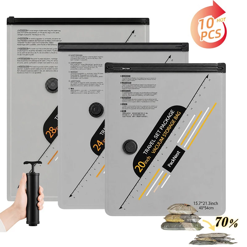 Compression Bag Vacuum - Kompressions-Packwürfel Vakuum-Aufbewahrungsbeutel Mit Handpumpe Wiederverwendbar Luftdichter