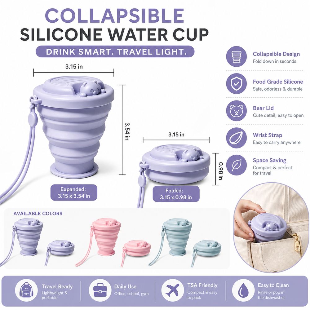 Silikon-Faltbecher, tragbarer  – Water Bottle Collapsible Bewertung und Preis