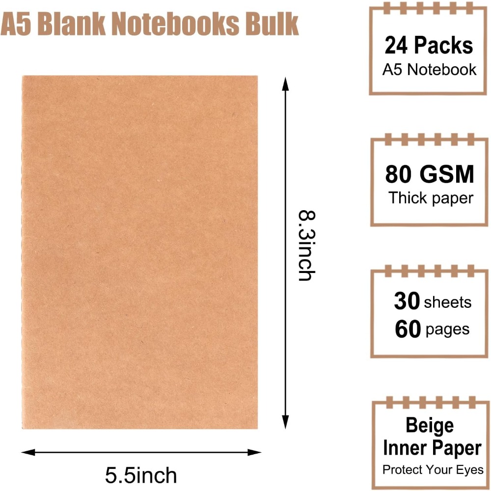 24er-Pack A5 Blanko-Kraftpapie – Travel Notebook Journal Bewertung und Preis